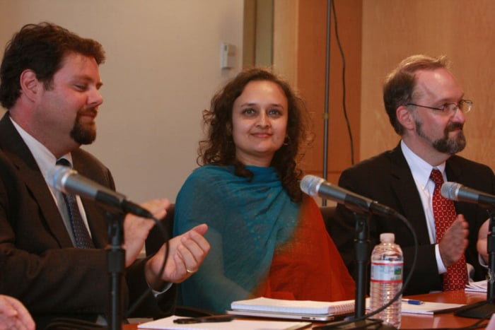 Desai at a charter signing event